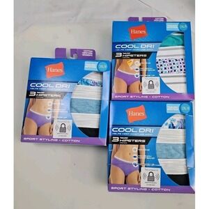 Hanes Cool Dri Womans Tagless Hipsters Panties Size 9 2XL (3-Pack) Lot of 3
